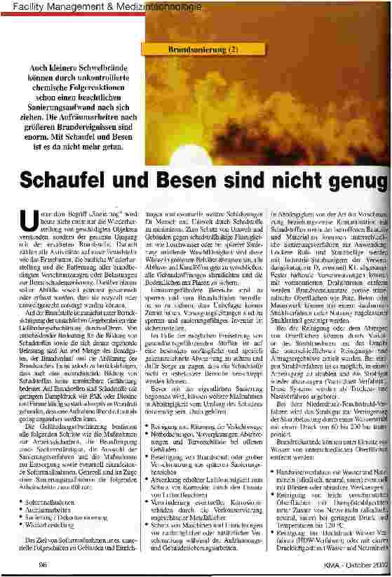 Vorschauseite 1: Schaufel und Besen sind nicht genug Brandsanierung (2)