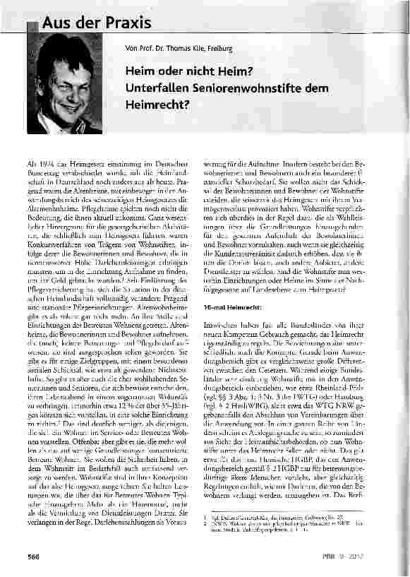 Vorschauseite 1: Heim oder nicht Heim? Unterfallen Seniorenwohnstifte dem Heimrecht?