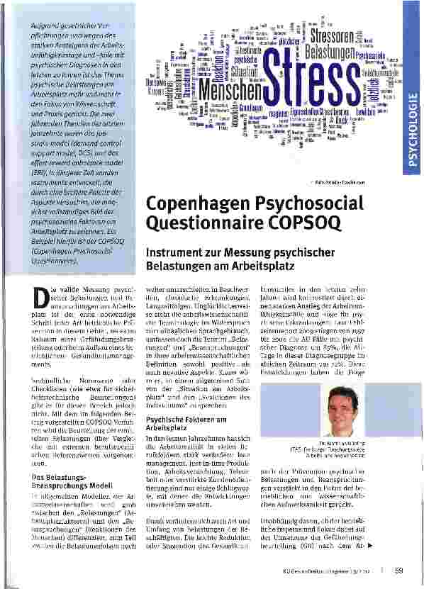 Vorschauseite 1: Copenhagen Psychosocial Questionnaire COPSOQ