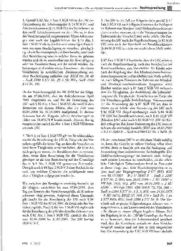 Vorschauseite 4: Anspruch auf Verietztenrente und Festsetzung angemessenen Jahresarbeitszeitverdienstes