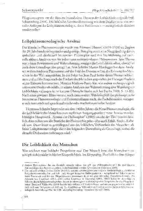 Vorschauseite 4: Leibphänomenologie fiir Pflegewissenschaft — eine Annäherung