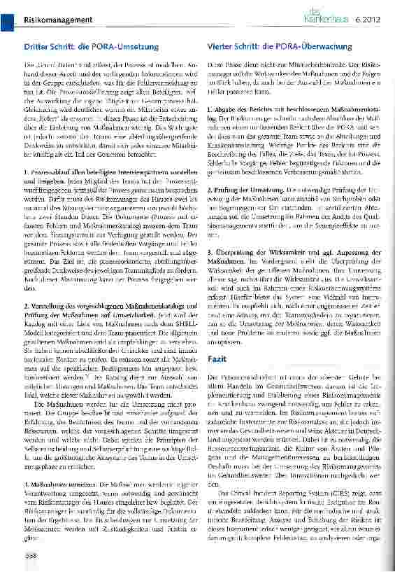 Vorschauseite 4: Prozessorientierte Risikoanalyse (PORA)