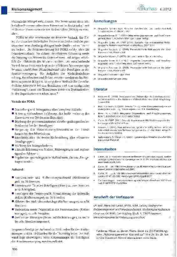 Vorschauseite 5: Prozessorientierte Risikoanalyse (PORA)