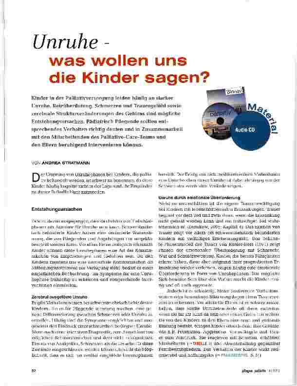 Vorschauseite 1: Unruhe - was wollen uns die Kinder sagen?