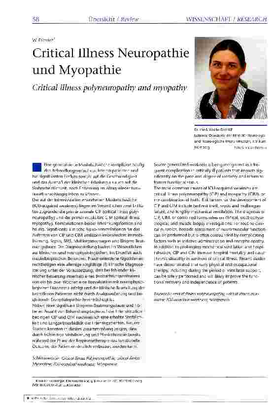 Vorschauseite 1: Critical Illness Neuropathie und Myopathie