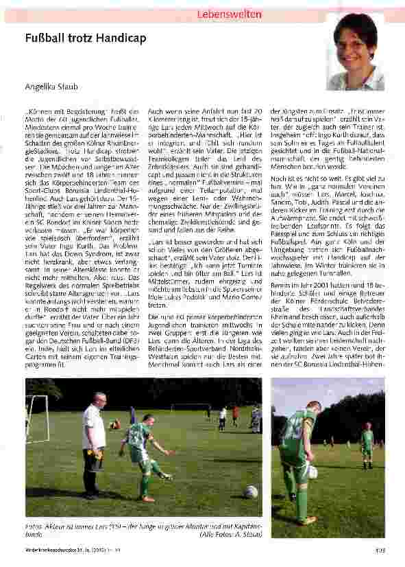 Vorschauseite 1: Fußball trotz Handicap