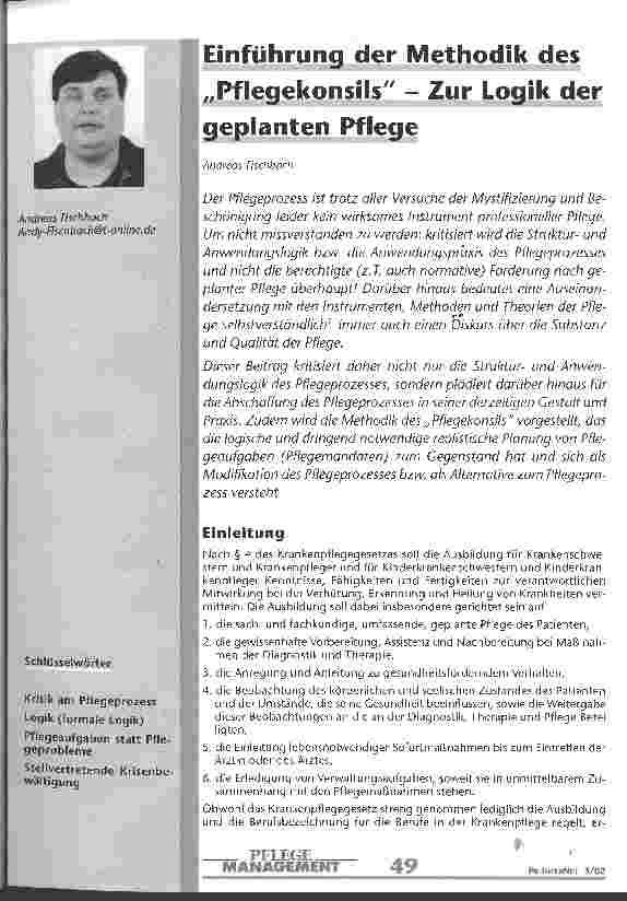 Vorschauseite 1: Einführung der Medthodik des Pflegekonsils - Zur Logik der geplanten Pflege