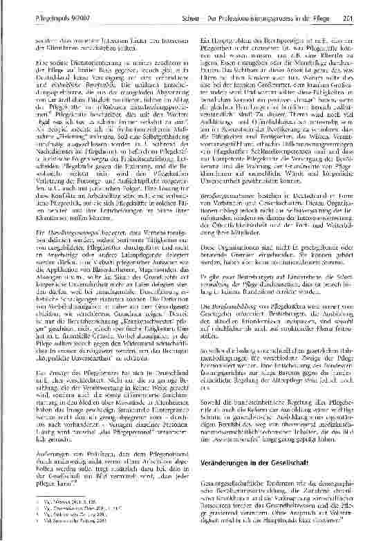 Vorschauseite 2: Der Professionalisierungsprozess in der Pflege, gesellschaftliche Veränderungen und die pflegerische Praxis Eine Skizzierung der Zusammenhänge
