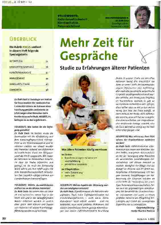 Vorschauseite 1: Mehr Zeit für Gespräche