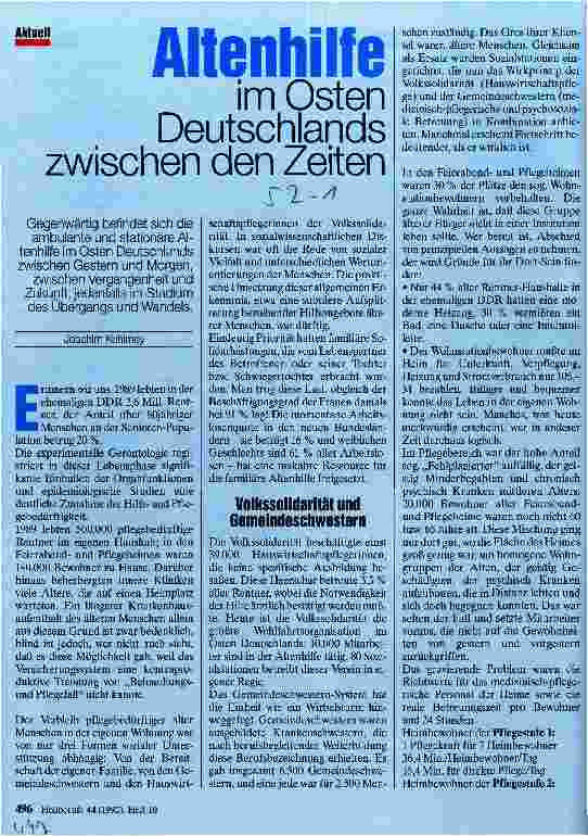 Vorschauseite 1: Altenhilfe im Osten Deutschlands zwischen den Zeiten