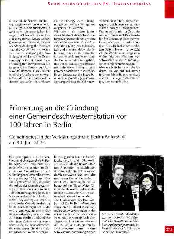 Vorschauseite 5: Die Rolle einer Schwesternschaft an einem Evangelischen Krankenhaus