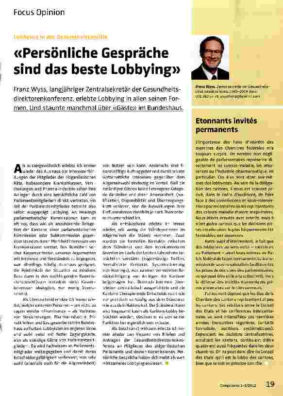Vorschauseite 1: «Persönliche Gespräche sind das beste Lobbying»