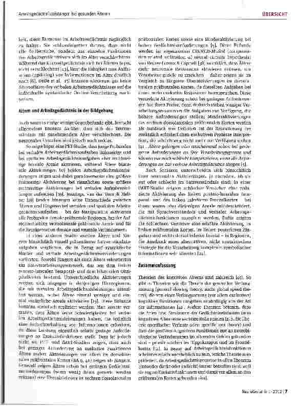 Vorschauseite 5: Arbeitsgedächtnisleistungen bei gesunden Älteren
