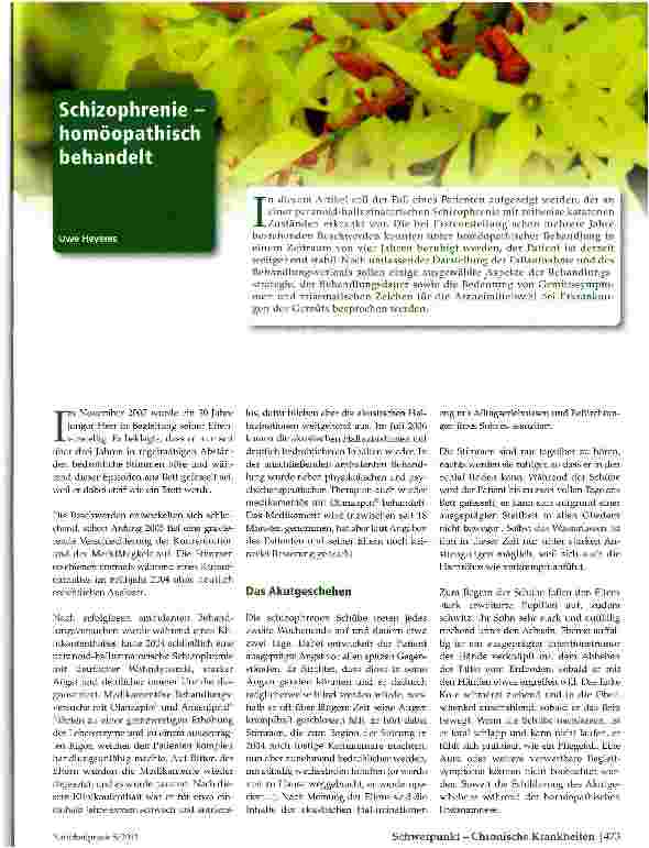 Vorschauseite 1: Schizophrenie -homöopathisch behandelt