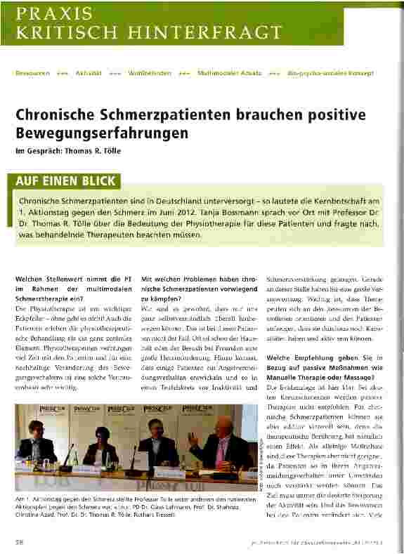 Vorschauseite 1: Chronische Schmerzpatienten brauchen positive Bewegungserfahrungen