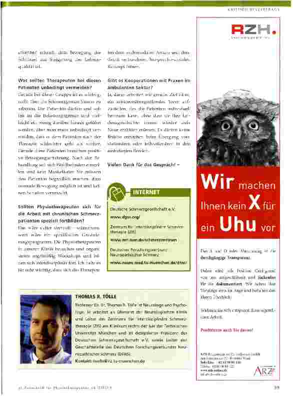 Vorschauseite 2: Chronische Schmerzpatienten brauchen positive Bewegungserfahrungen