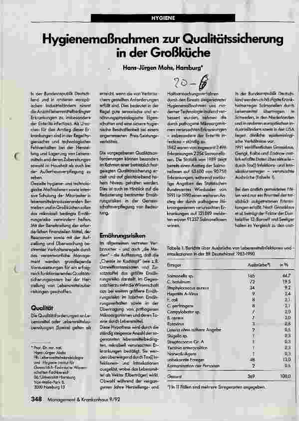 Vorschauseite 1: Hygienemaßnahmen zur Qualitätssicherung in der Großküche