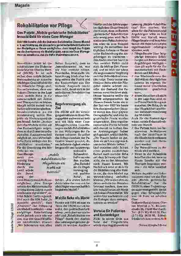 Vorschauseite 1: Rehabilitation vor Pflege