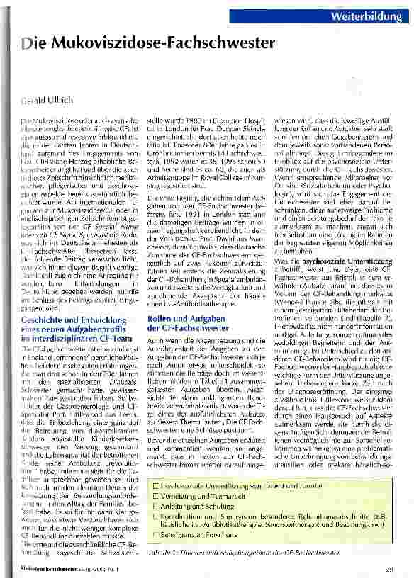 Vorschauseite 1: Die Mukoviszidose-Fachschwester