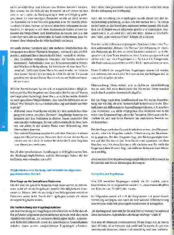 Vorschauseite 3: Ist Rückzug und Intimität der Patienten mit ihren Lebenspartnern anlässlich von Besuchen in der Psychiatrie möglich? Eine Frage an Patienten auf allgemein-psychiatrischen Stationen