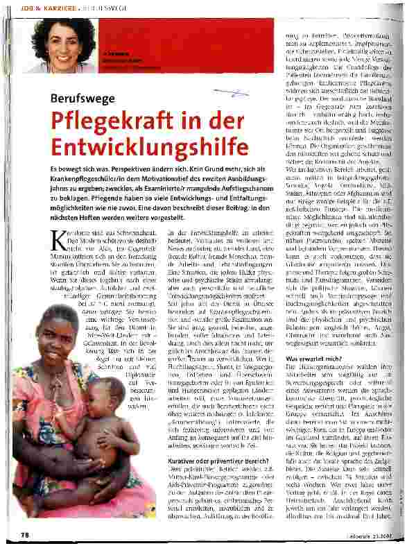 Vorschauseite 1: Pflegekraft in der Entwicklungshilfe