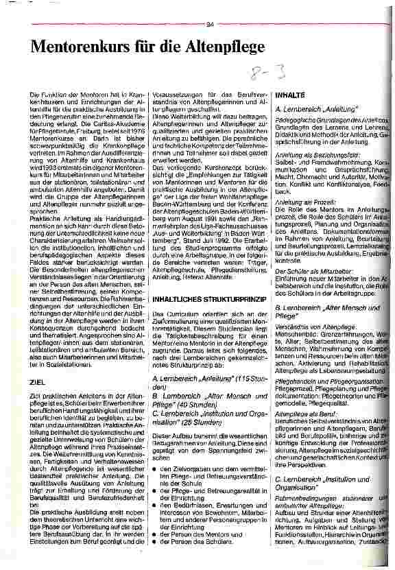 Vorschauseite 1: Mentorenkurs für die Altenpflege