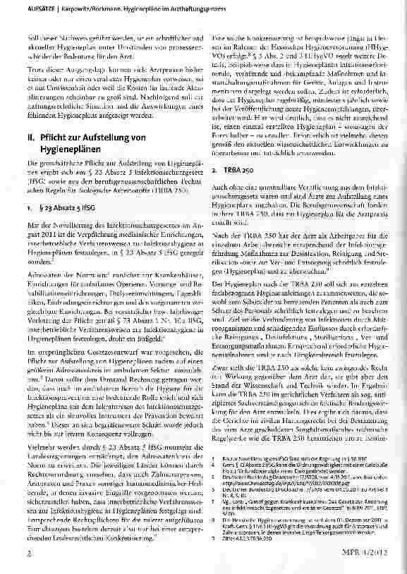 Vorschauseite 2: Hygienepläne im Arzthaftungsprozess