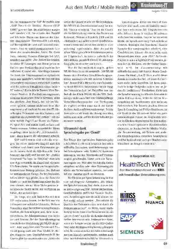 Vorschauseite 2: mHealth reloaded: Lernen die Patientendaten endlich fliegen?