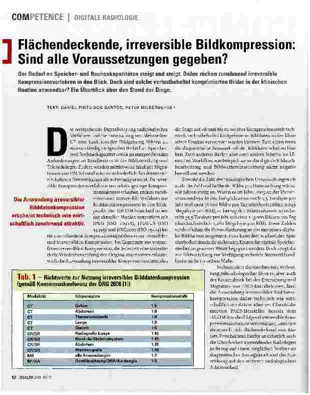 Vorschauseite 1: Flächendeckende, irreversible Bildkompression: Sind alle Voraussetzungen gegeben?