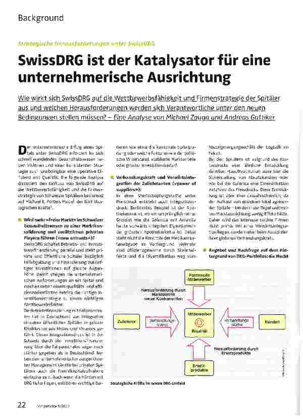 Vorschauseite 1: SwissDRG ist der Katalysator für eine unternehmerische Ausrichtung