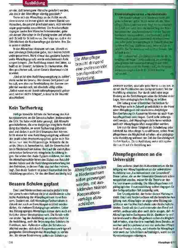 Vorschauseite 3: Keine Ausbildungsvergütung, kein drittes Ausbildungsjahr Niedersachsen schiebt die Verbesserung der Altenpflege auf lange Bank