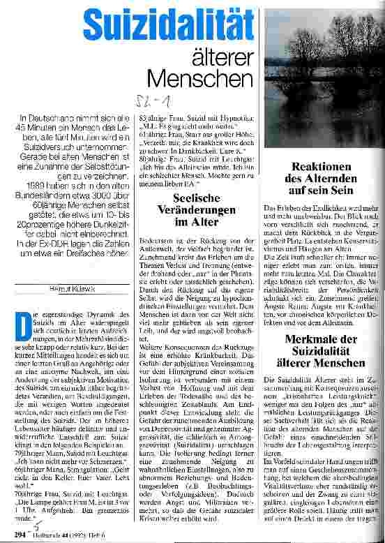 Vorschauseite 1: Suizidalität älterer Menschen