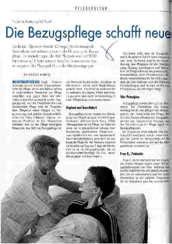 Vorschauseite 1: Die Bezugspflege schafft neues Arbeitsprofil Projekt im Kantonsspital Basel