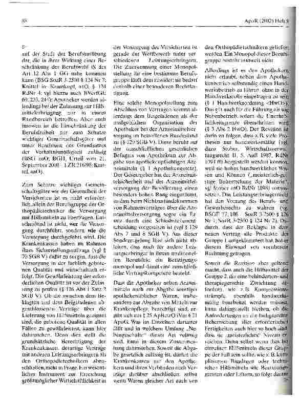 Vorschauseite 4: Apotheken dürfen orthopädische Hilfsmittel abgeben Bundessozialgericht, Urteil vom 25. September 2001