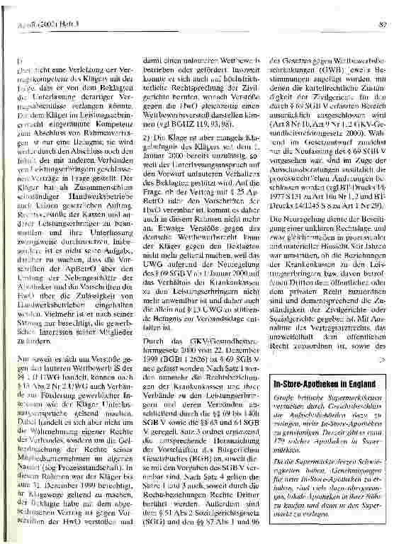 Vorschauseite 5: Apotheken dürfen orthopädische Hilfsmittel abgeben Bundessozialgericht, Urteil vom 25. September 2001