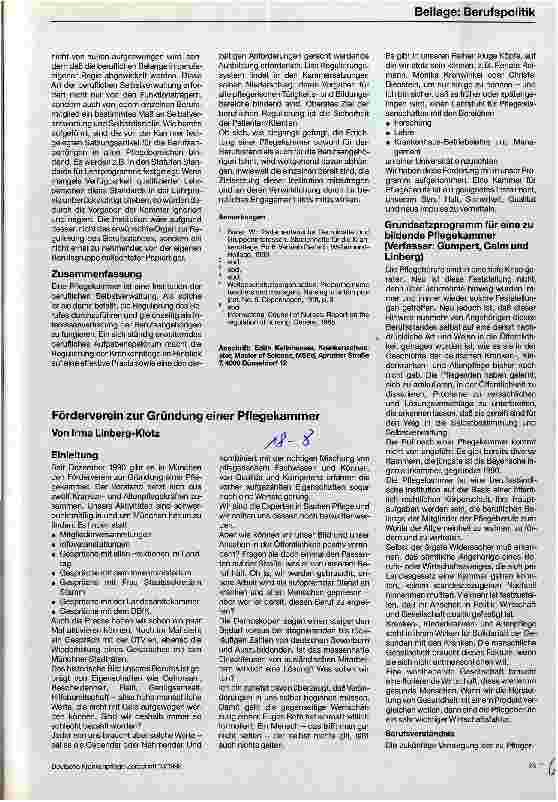 Vorschauseite 1: Förderverein zur Gründung einer Pflegekammer
