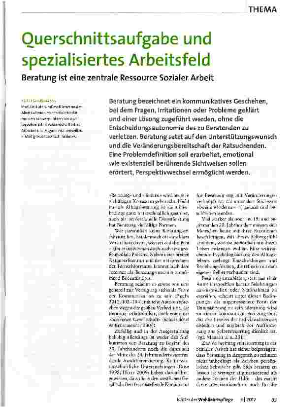 Vorschauseite 1: Querschnittsaufgabe und spezialisiertes Arbeitsfeld