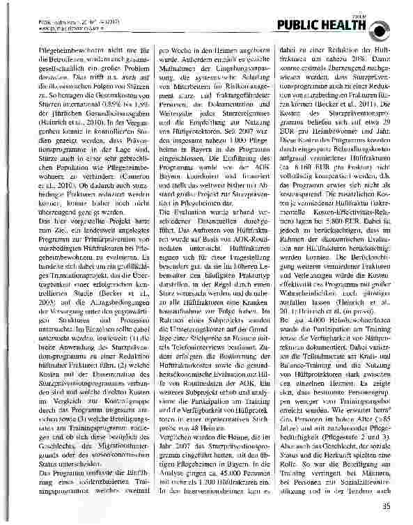 Vorschauseite 2: Primärprävention von sturzbedingten Hüftfrakturen bei Bewohnern von Pflegeheimen in Bayern