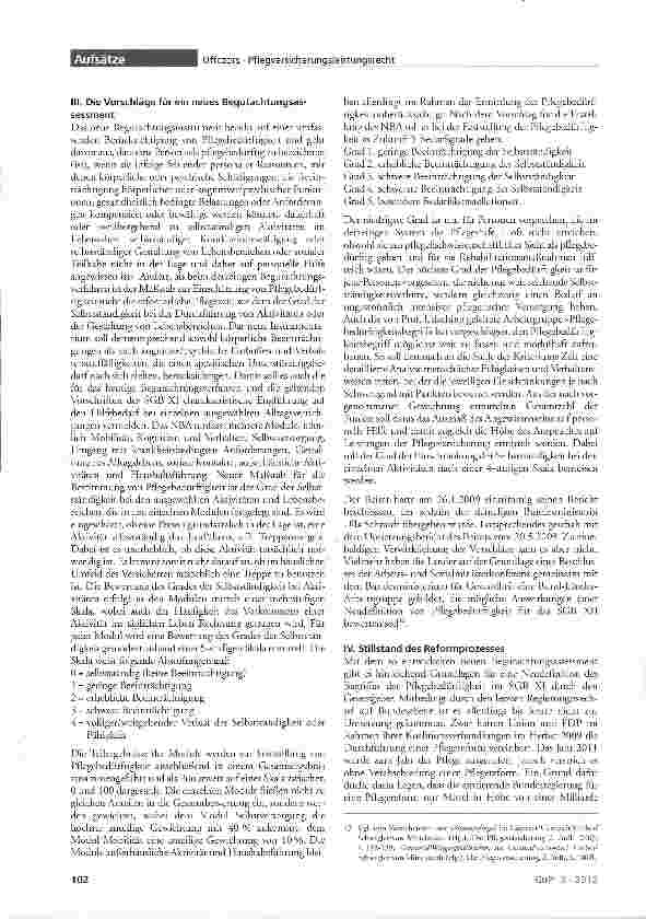 Vorschauseite 3: Ein (weiteres) Manko des derzeitigen Pflegeversicherungsleistungsrechts: Das ständige Changieren zwischen konkreter und generalisierender Bemessung des Pflegebedarfes