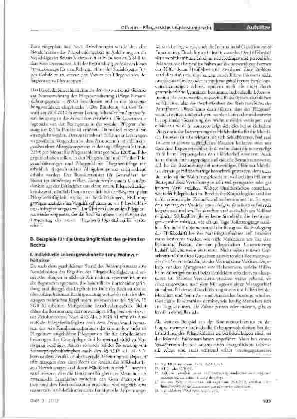 Vorschauseite 4: Ein (weiteres) Manko des derzeitigen Pflegeversicherungsleistungsrechts: Das ständige Changieren zwischen konkreter und generalisierender Bemessung des Pflegebedarfes