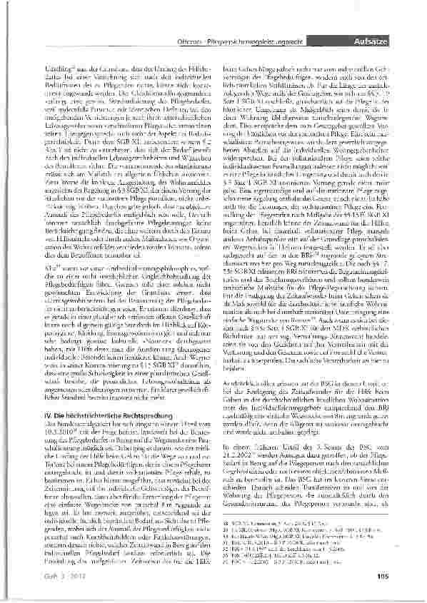 Vorschauseite 6: Ein (weiteres) Manko des derzeitigen Pflegeversicherungsleistungsrechts: Das ständige Changieren zwischen konkreter und generalisierender Bemessung des Pflegebedarfes