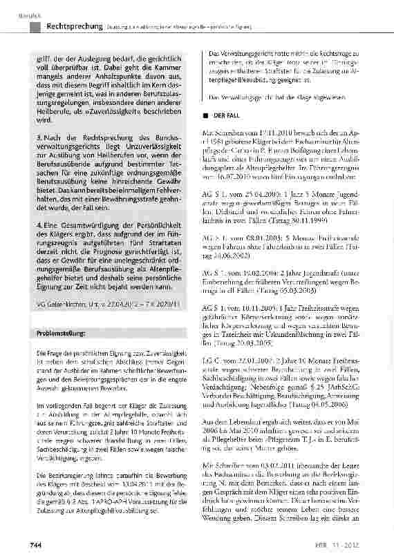 Vorschauseite 2: Zulassung zur Ausbildung in der Altenpflegehilfe persönliche Eignung