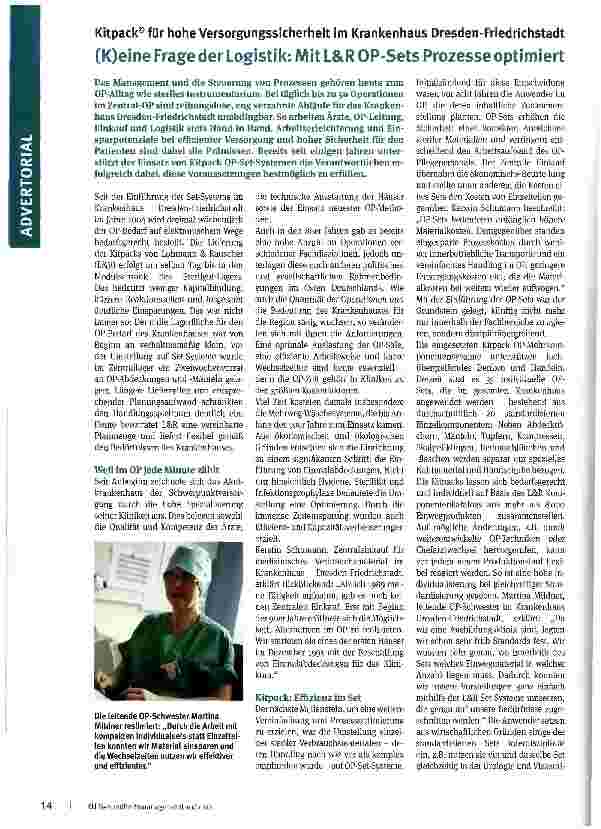 Vorschauseite 1: (K)eine Frage der Logistik: Mit L&R OP-Sets Prozesse optimiert