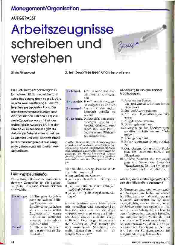 Vorschauseite 1: Arbeitszeugnisse schreiben und verstehen 2. Teil: Zeugnisse lesen und interpretieren