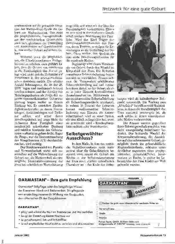 Vorschauseite 2: NETZWERKFÜR EINE GUTE GEBURT DER KREISSSAAL ALS KOMMUNIKATIONSRAUM