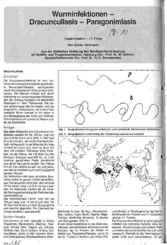 Vorschauseite 1: Wurminfektionen - Dracunculiasis - Paragonimisis