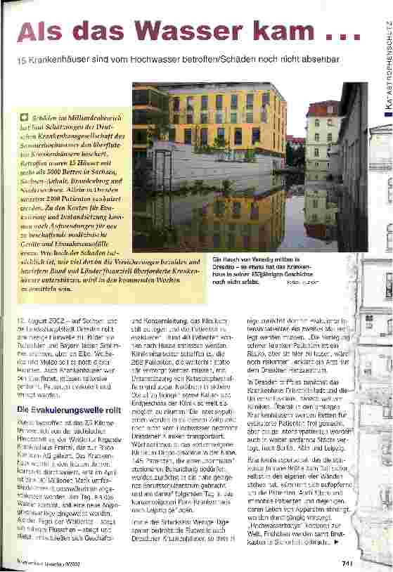 Vorschauseite 1: Als das Wasser kam 15 Krankenhäuser sind vom Hochwasser betroffen / Schäden noch nicht absehbar