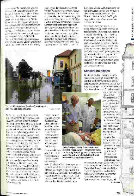 Vorschauseite 3: Als das Wasser kam 15 Krankenhäuser sind vom Hochwasser betroffen / Schäden noch nicht absehbar