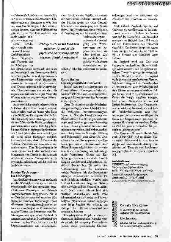 Vorschauseite 2: Ess - Störungen Berichte von zwei Tagungen