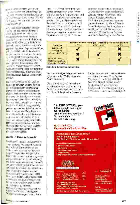 Vorschauseite 2: Risikokosten optimieren Captiveund Finite Risk-Modelle für die Krankenhaus-Haftpflichtversicherung